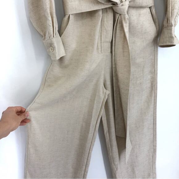 BOA Linen Blend Belted Jumpsuit Cream S - Picture 6 of 16